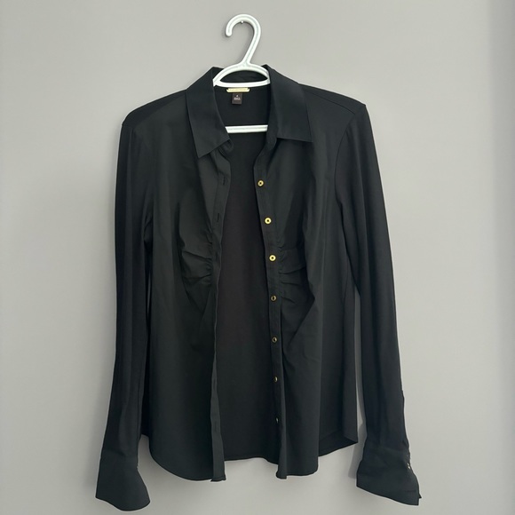 Dana Buchman Size 6 Black Long Sleeve Button Down Shirt - Picture 4 of 11